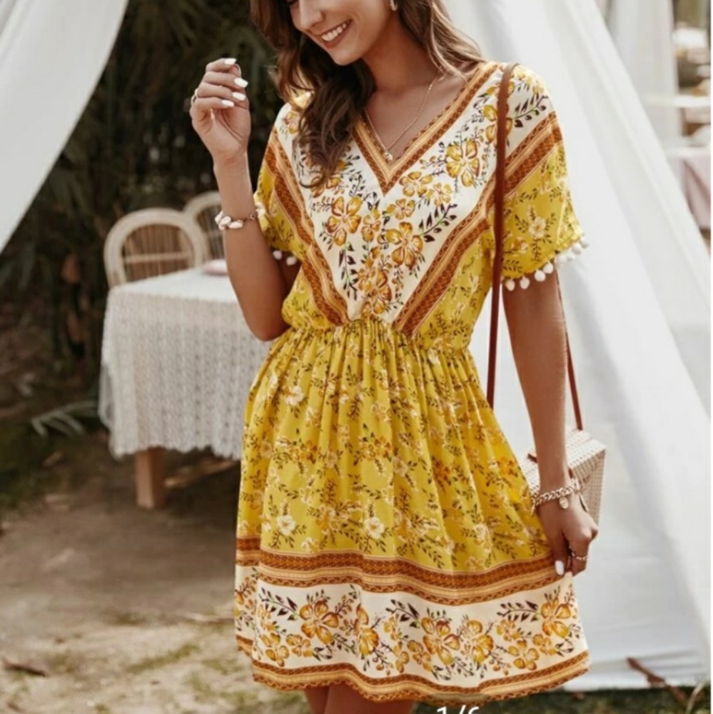 Pom Pom Sleeve Dress!